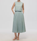 Aurora Pleat-Front Maxi Skirt
