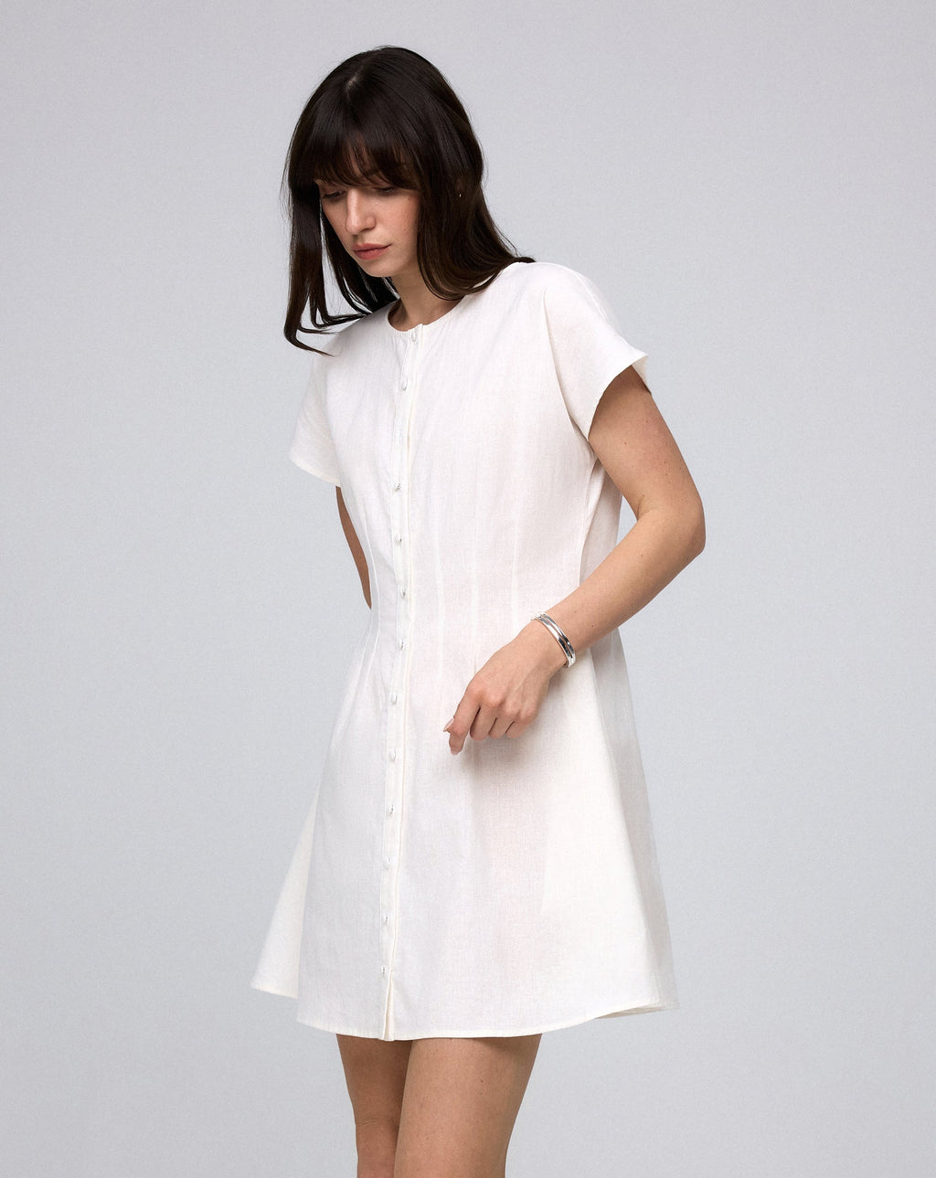 Elodie Pleat-Front Shirt Dress
