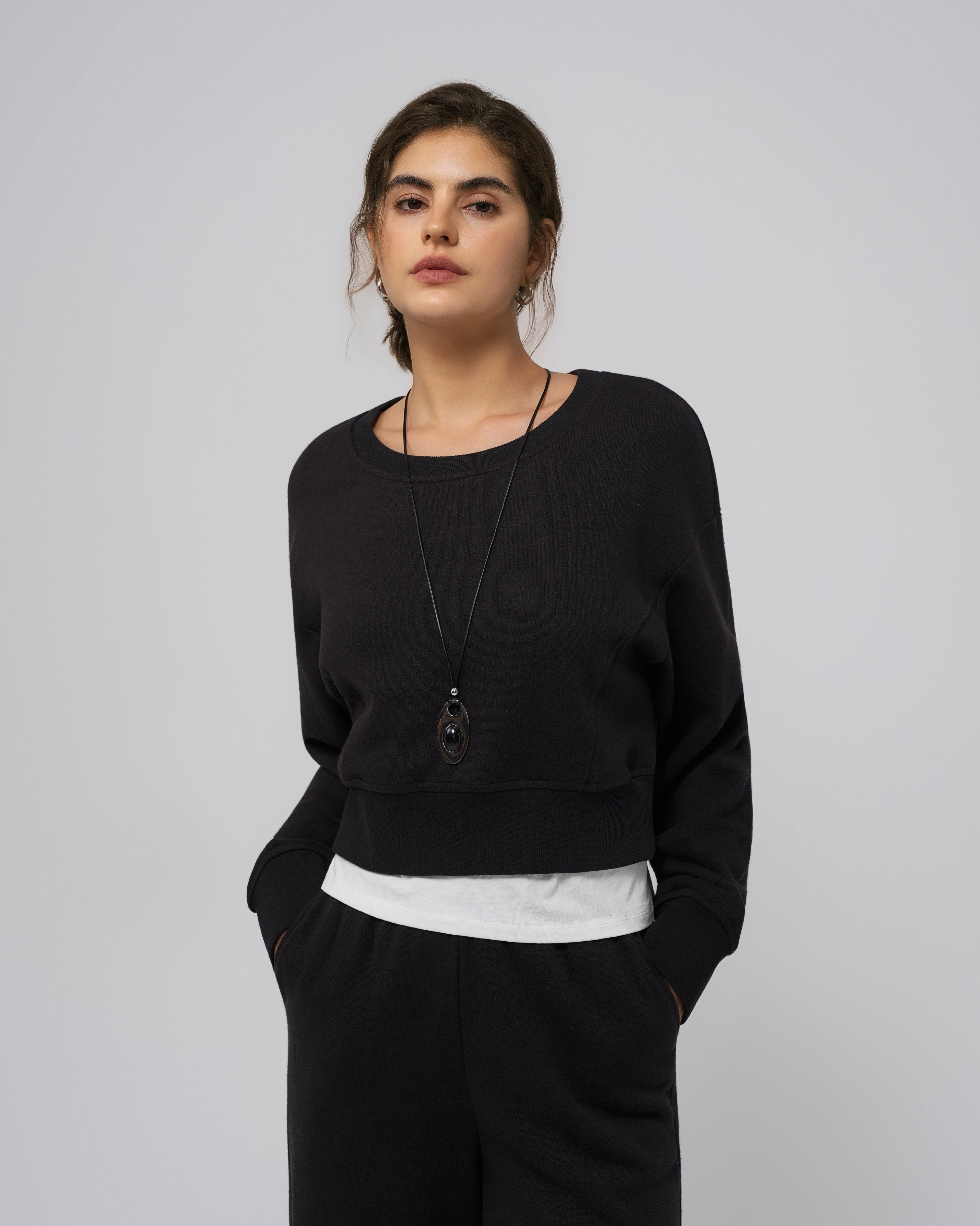 Calla Basics Fleece Cropped Sweater